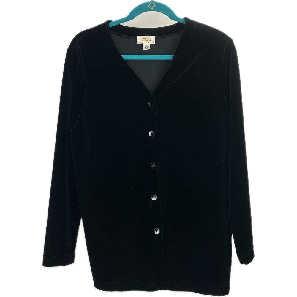 Talbots Stretch Velvet Cardigan Black Size M Petites